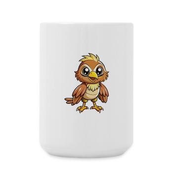 Hawk Cute Cartoon Character Kawaii Clipart - Large Mug 440 ml - white - Front