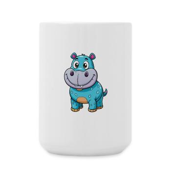 Hippo Cute Cartoon Character Kawaii Clipart - Large Mug 440 ml - white - Front