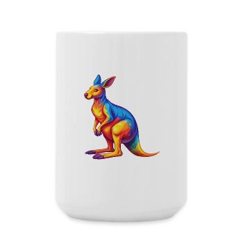 Kangaroo Colorful Kawaii Cartoon Character Clipart - Large Mug 440 ml - white - Front