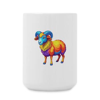 Ram coloré Kawaii Dessin animé Personnage Clipart - Grande tasse 440 ml - blanc - Devant