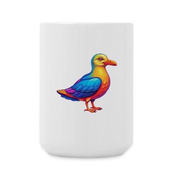Seagull Colorful Kawaii Cartoon Character Clipart - Large Mug 440 ml - white - Front