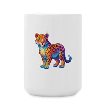 Léopard coloré Kawaii Dessin animé Personnage Clipart - Grande tasse 440 ml - blanc - Devant