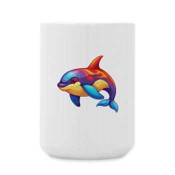 Orca coloré Kawaii Dessin animé Personnage Clipart - Grande tasse 440 ml - blanc - Devant