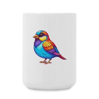 Spatz Bunte Kawaii Cartoon Figur Clipart - Große Tasse 440 ml - Weiß - Vorne