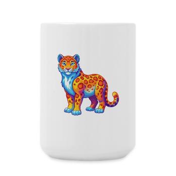 Léopard des neiges Personnage de dessin animé kawaii coloré - Grande tasse 440 ml - blanc - Devant