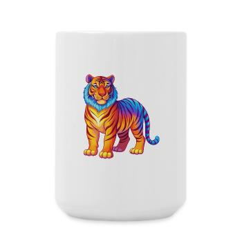 Tiger Colorful Kawaii Cartoon Character Clipart - Large Mug 440 ml - white - Front