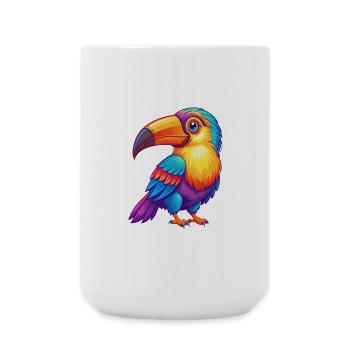 Toucan Colorful Kawaii Cartoon Character Clipart - Large Mug 440 ml - white - Front