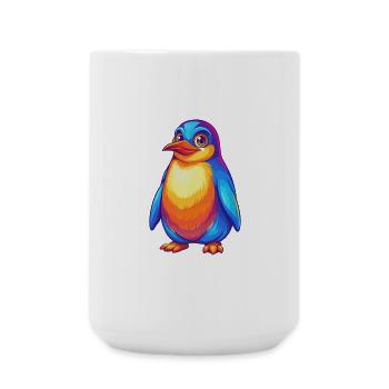 Pingouin coloré Kawaii Dessin animé Personnage Clipart - Grande tasse 440 ml - blanc - Devant