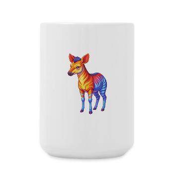 Okapi Colorful Kawaii Cartoon Character Clipart - Large Mug 440 ml - white - Front