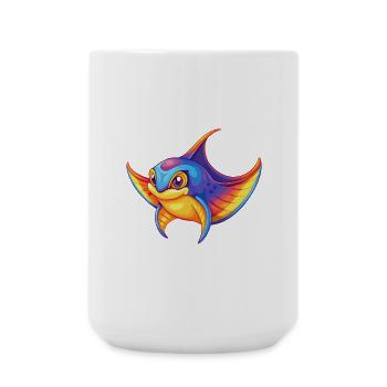 Mantarochen Buntes Kawaii Cartoon Meerestier - Große Tasse 440 ml - Weiß - Vorne