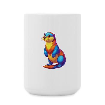 Loutre de mer Coloré Kawaii Dessin animé Animal marin - Grande tasse 440 ml - blanc - Devant