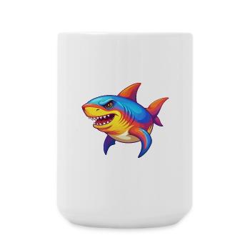 Shark Colorful Kawaii Cartoon Sea Animal - Large Mug 440 ml - white - Front