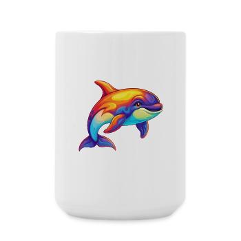 Orque coloré Kawaii dessin animé animal marin - Grande tasse 440 ml - blanc - Devant