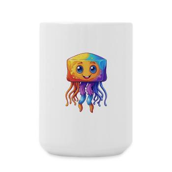 Boîte Méduse Coloré Kawaii Dessin Animé Animal Marin - Grande tasse 440 ml - blanc - Devant