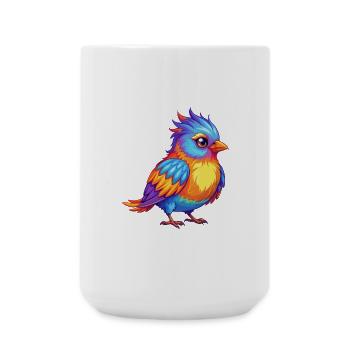 Firetail coloré Kawaii dessin animé Personnage Oiseau - Grande tasse 440 ml - blanc - Devant