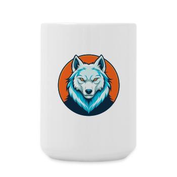 Arctic Wolf Cute Kawaii Cartoon Animal Pet Logo - Large Mug 440 ml - white - Front