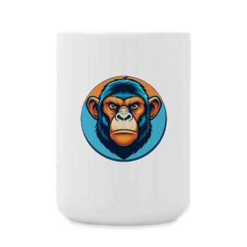 Bonobo Cute Kawaii Cartoon Clipart Animal Pet Logo - Large Mug 440 ml - white - Front