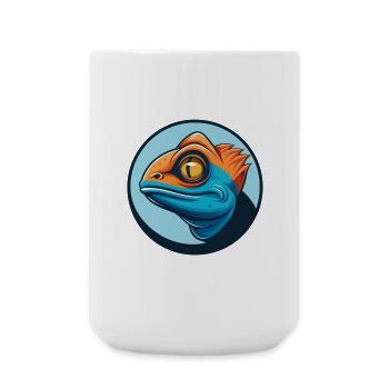 Chamäleon Niedliches Kawaii Cartoon Tier Haustier Logo - Große Tasse 440 ml - Weiß - Vorne