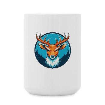 cerf mignon kawaii dessin animé clipart animal de compagnie logo - Grande tasse 440 ml - blanc - Devant