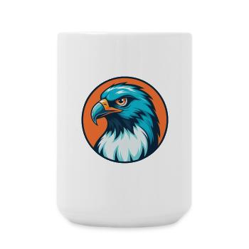 faucon mignon kawaii dessin animé clipart animal animal de compagnie logo - Grande tasse 440 ml - blanc - Devant