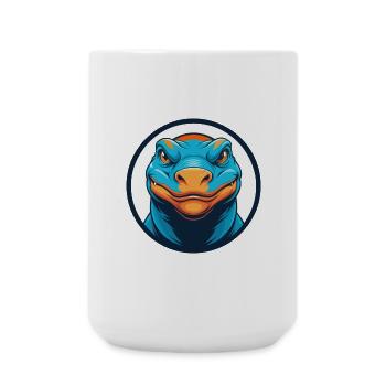 Komodowaran Niedliches Kawaii Cartoon Tier Haustier Logo - Große Tasse 440 ml - Weiß - Vorne