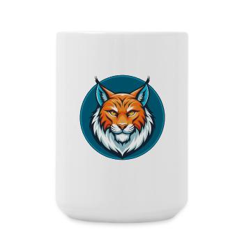 Luchs Niedliche Kawaii Cartoon Clipart Tier Haustier Logo - Große Tasse 440 ml - Weiß - Vorne
