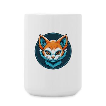 Kitten Cute Kawaii Cartoon Clipart Animal Pet Logo - Large Mug 440 ml - white - Front