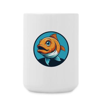 Fish Cute Kawaii Cartoon Clipart Animal Pet Logo - Large Mug 440 ml - white - Front
