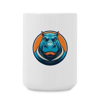 Hippo Cute Kawaii Cartoon Clipart Animal Pet Logo - Large Mug 440 ml - white - Front