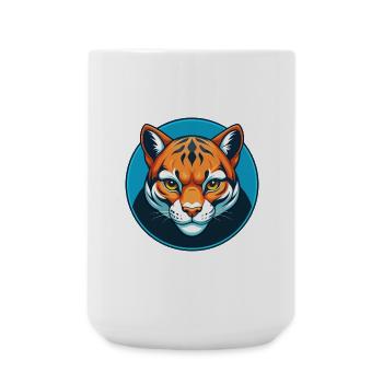 Ocelot Cute Kawaii Cartoon Clipart Animal Pet Logo - Large Mug 440 ml - white - Front