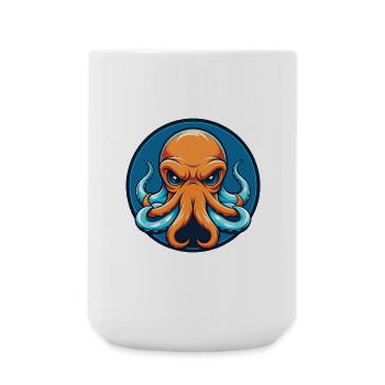 Octopus Cute Funny Kawaii Cartoon Animal Pet Logo - Large Mug 440 ml - white - Front