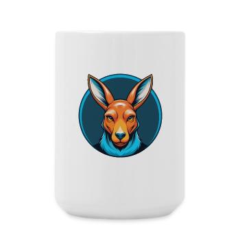 Känguru Niedliches Kawaii Cartoon Tier Haustier Logo - Große Tasse 440 ml - Weiß - Vorne