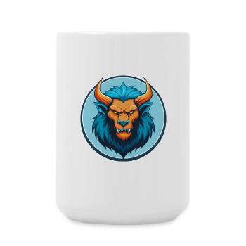 Manticore Niedliches Kawaii Cartoon Tier Haustier Logo - Große Tasse 440 ml - Weiß - Vorne