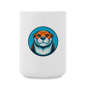 loutre mignon kawaii dessin animé clipart animal animal de compagnie logo - Grande tasse 440 ml - blanc - Devant