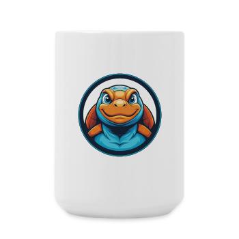 Schildkröte Niedliches Kawaii Cartoon Tier Haustier Logo - Große Tasse 440 ml - Weiß - Vorne