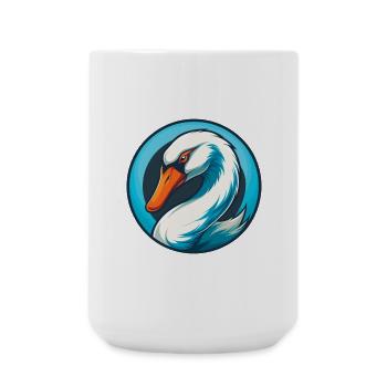 cygne mignon kawaii dessin animé clipart animal animal logo - Grande tasse 440 ml - blanc - Devant
