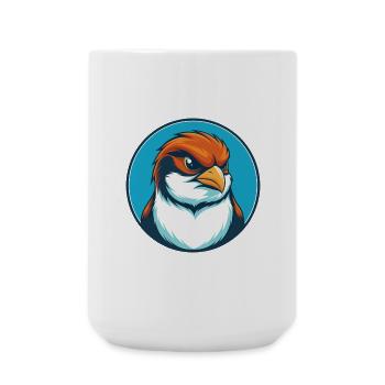 Sparrow Cute Funny Kawaii Cartoon Animal Pet Logo - Large Mug 440 ml - white - Front