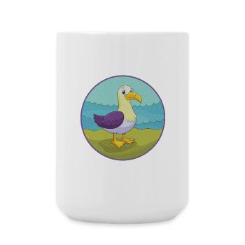 Albatross Cute Kawaii Cartoon Clipart Animal Pet - Large Mug 440 ml - white - Front