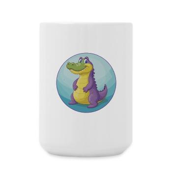 Alligator Cute Kawaii Cartoon Clipart Animal Pet - Large Mug 440 ml - white - Front