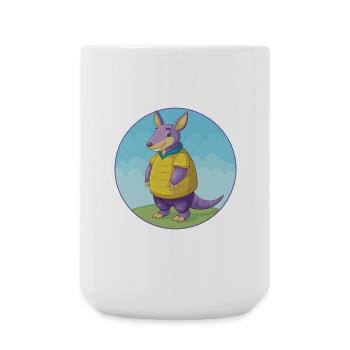 Armadillo Cute Kawaii Cartoon Clipart Animal Pet - Large Mug 440 ml - white - Front