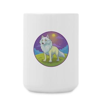 Arctic Wolf Cute Kawaii Cartoon Clipart Animal Pet - Large Mug 440 ml - white - Front