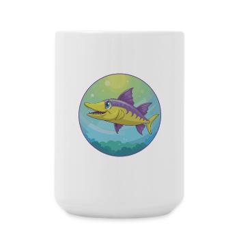 Barracuda mignon Kawaii dessin animé Clipart Animal de compagnie - Grande tasse 440 ml - blanc - Devant
