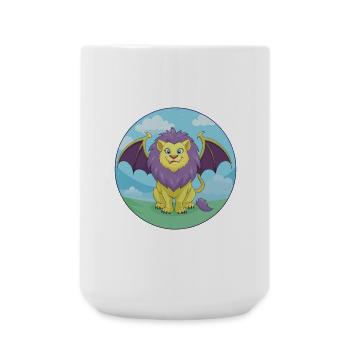 Manticore mignon Kawaii dessin animé Clipart Animal de compagnie - Grande tasse 440 ml - blanc - Devant