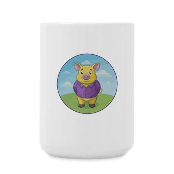 Schwein Niedlich Kawaii Cartoon Clipart Tier Haustier - Große Tasse 440 ml - Weiß - Vorne