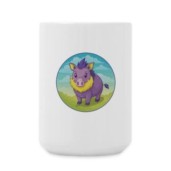 Boar Cute Kawaii Cartoon Clipart Animal Pet - Large Mug 440 ml - white - Front
