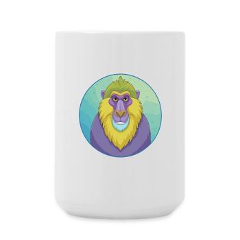 Mandrill mignon Kawaii dessin animé Clipart Animal de compagnie - Grande tasse 440 ml - blanc - Devant