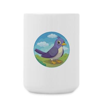 Coucou Oiseau Mignon Kawaii Dessin animé Clipart Animal Animal - Grande tasse 440 ml - blanc - Devant