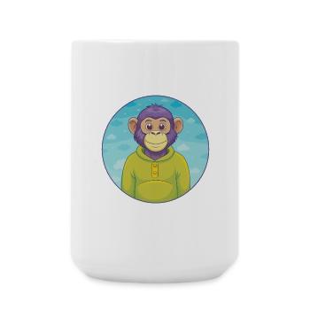 Schimpanse Niedlich Kawaii Cartoon Clipart Tier Haustier - Große Tasse 440 ml - Weiß - Vorne