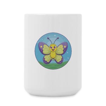 papillon mignon kawaii dessin animé clipart animal de compagnie - Grande tasse 440 ml - blanc - Devant