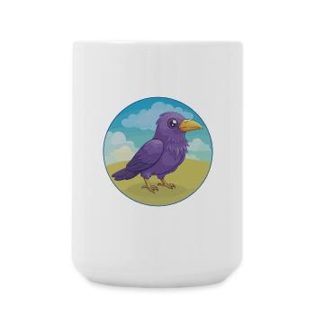 Crow mignon Kawaii dessin animé Clipart Animal de compagnie - Grande tasse 440 ml - blanc - Devant